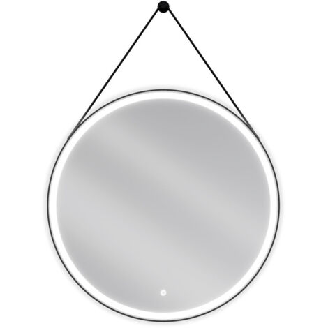 Mexen Reni specchio da bagno illuminato, rotondo 80 cm, LED 6000K, antiappannamento, cornice nera - 9812-080-080-611-70