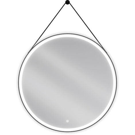 Mexen Reni specchio da bagno illuminato, rotondo 90 cm, LED 6000K, antiappannamento, cornice nera - 9812-090-090-611-70