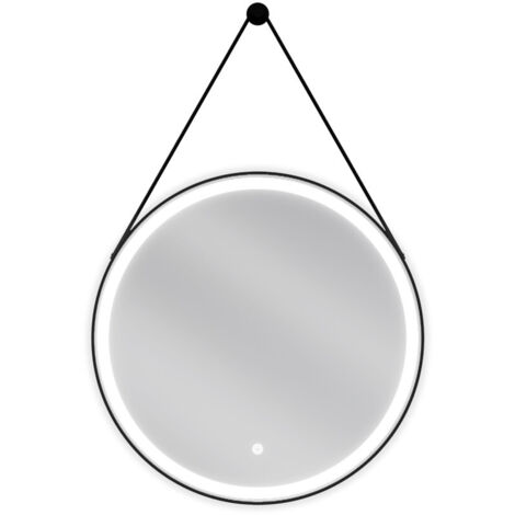 Mexen Reni specchio da bagno retroilluminato, rotondo 60 cm, LED 6000K, antivapore, cornice nera - 9812-060-060-611-70
