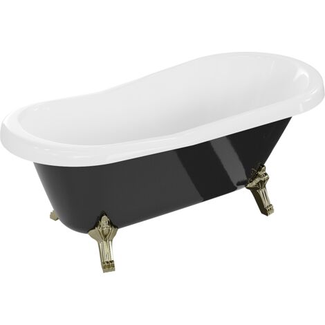 Mexen Retro baignoire autonome 150 x 73 cm, Blanc/Noir, pieds Or - 53251507375-50