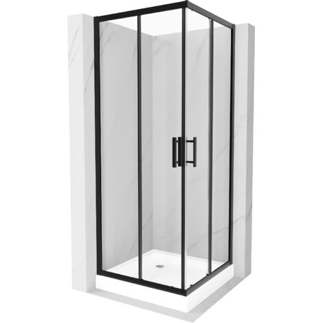 Mexen Rio cabina doccia quadrata 80 x 80 cm, trasparente, nero + piatto doccia Rio, bianco - 860-080-080-70-00-4510