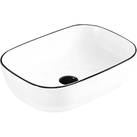 Mexen Rita lavabo da appoggio 45 x 32 cm, bianco/nero bordo - 21084507