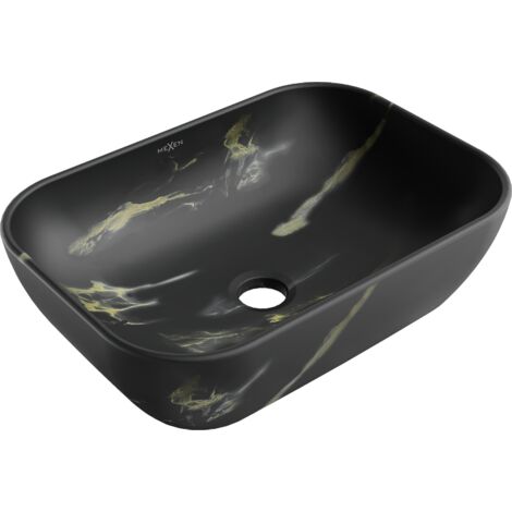 Mexen Rita lavabo da appoggio 45 x 32 cm, pietra nera - 21084588