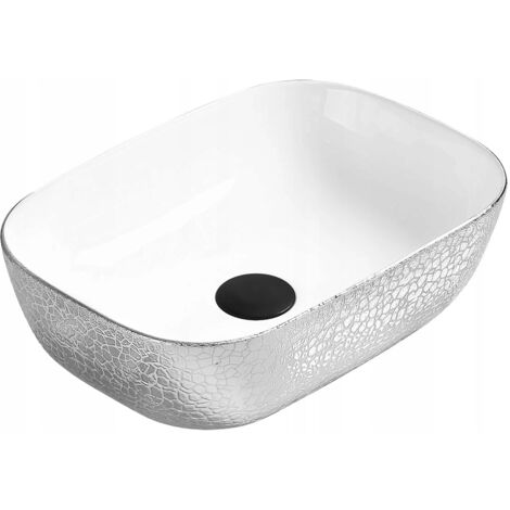 Mexen Rita lavabo de comptoir 45 x 32 cm, Blanc/Argent - 21084555
