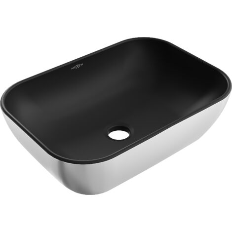 Mexen Rita lavabo de comptoir 45 x 32 cm, Noir mat/Argent - 21084574