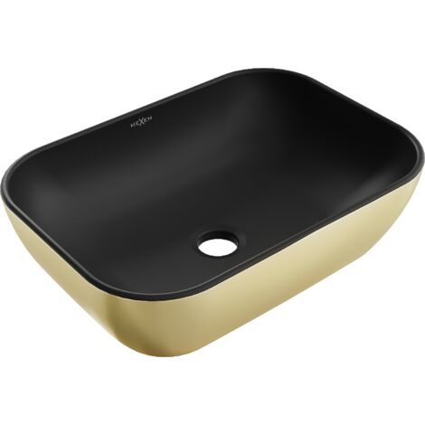 Mexen Rita lavabo de comptoir 45 x 32 cm, Noir mat/or - 21084576