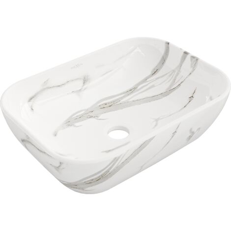 Mexen Rita lavabo sobre encimera 45 x 32 cm, piedra blanca - 21084584