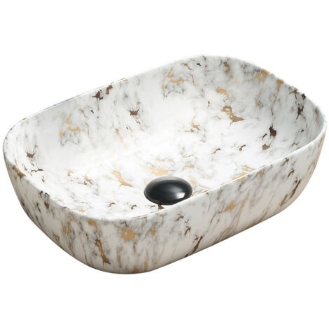 Mexen Rita lavabo sobre encimera 45 x 32 cm, piedra blanca - 21084595
