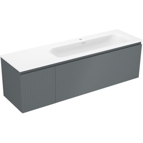 Mexen Rivel armadietto da bagno 160 cm con lavabo Vela destro, 1S, 1D, scanalato, grafite/bianco opaco - 91A23-16047-3-BBFF66-W