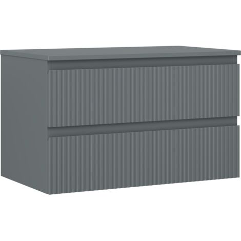Mexen Rivel armadietto da bagno sottolavello 80 cm con piano, 2 cassetti, scanalato, grafite opaco - 91A20-08047-2-BFFC66