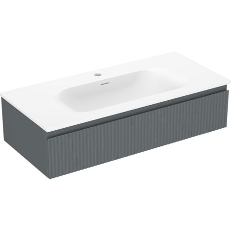 Mexen Rivel armadio da bagno 100 cm con lavabo Vela, 1 cassetto, scanalato, grafite opaco/bianco opaco - 91A20-10023-1-BF66-W23