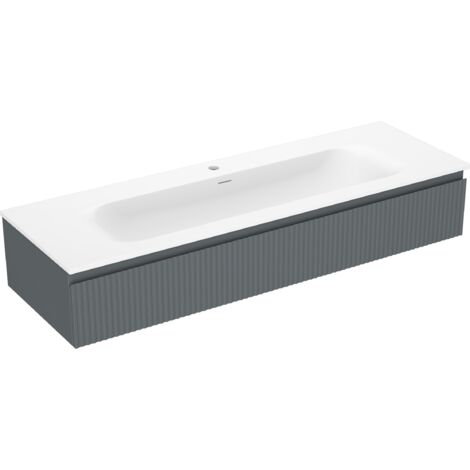 Mexen Rivel armario de ba帽o 140 cm con lavabo Vela, 1 caj贸n, ranurado, grafito mate/blanco mate - 91A20-14023-1-BF66-W23M0