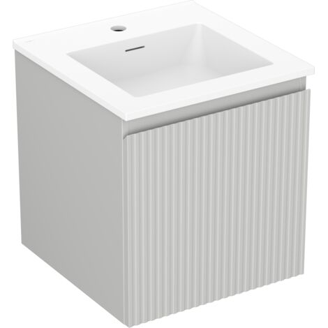 Mexen Rivel armario de ba帽o 45 cm con lavabo Otis, 1 caj贸n, estriado, gris mate/blanco mate - 91A20-04547-1-BF62-W18M01
