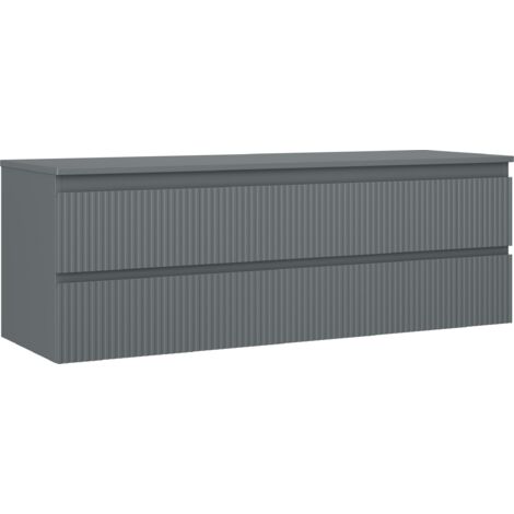 Mexen Rivel armario de ba帽o bajo lavabo de 140 cm con encimera, 2 cajones, ranurado, grafito mate - 91A20-14047-2-BFFC66