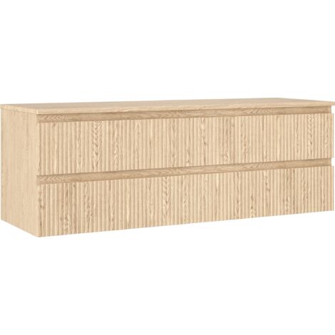 Mexen Rivel armario de ba帽o bajo lavabo de 140 cm con encimera, 2 cajones, ranurado, roble - 91A20-14047-2-BFFC81