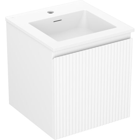 Mexen Rivel armario de ba帽o de 45 cm con lavabo Otis, 1 caj贸n, acanalado, blanco mate - 91A20-04547-1-BF01-W18M01