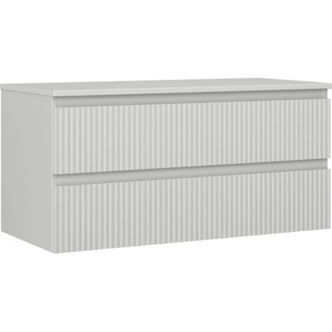 Mexen Rivel armario de ba帽o debajo del lavabo de 100 cm con encimera, 2 cajones, ranurado, gris mate - 91A20-10047-2-BFFC62