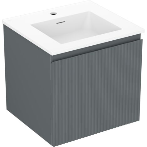 Mexen Rivel armoire de salle de bain 50 cm avec lavabo Otis, 1 tiroir, rainurée, graphite mat/blanc mat - 91A20-05047-1-BF66-W1