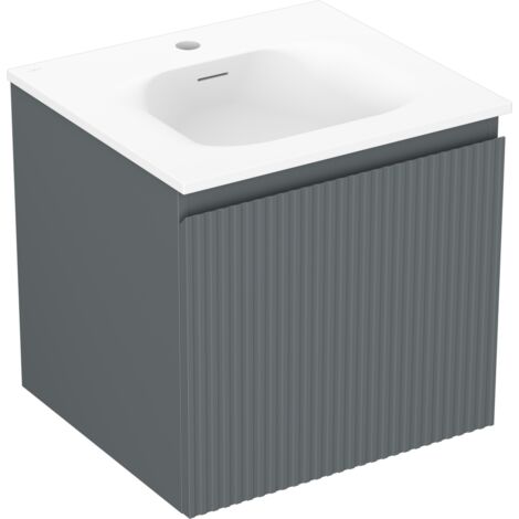 Mexen Rivel armoire de salle de bain 50 cm avec lavabo Vela, 1 tiroir, rainuré, graphite mat/blanc mat - 91A20-05047-1-BF66-W23