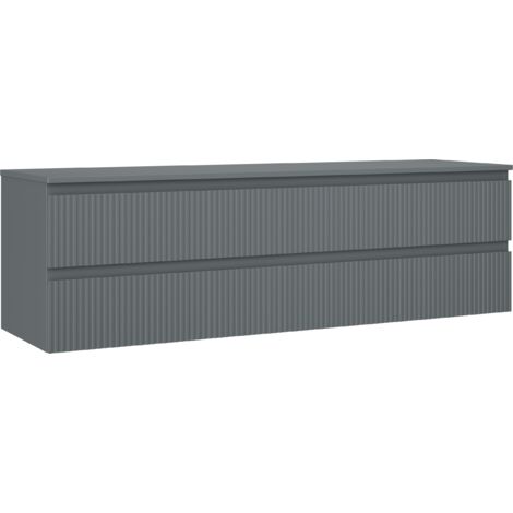 Mexen Rivel armoire de salle de bain sous-lavabo 160 cm avec plateau, 2 tiroirs, rainurée, graphite mat - 91A20-16047-2-BFFC66