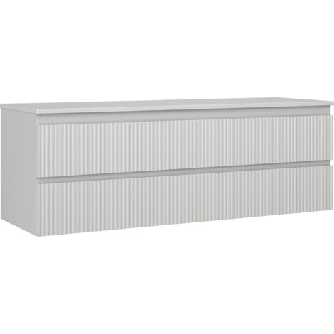 Mexen Rivel Badezimmer-Unterschrank 140 cm mit Arbeitsplatte, 2 Schubladen, geriffelt, grau matt - 91A20-14047-2-BFFC62