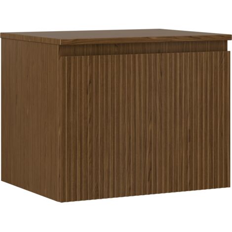 Mexen Rivel Badezimmer-Unterschrank 60 cm mit Arbeitsplatte, 1 Schublade, geriffelt, Nussbaum - 91A20-06047-1-BFC86