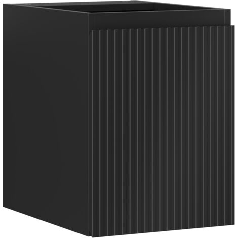 Mexen Rivel Badezimmer-Waschbeckenschrank 35 cm, 1 Tür, gerillt, Schwarz Matt - 91A21-03547-1-BF71
