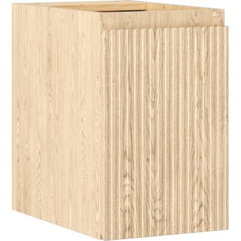 Mexen Rivel Badezimmerschrank für Waschbecken 30 cm, 1 Tür, geriffelt, Eiche - 91A21-03047-1-BF81