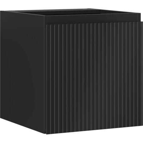 Mexen Rivel Badezimmerschrank für Waschbecken 45 cm, 1 Tür, geriffelt, Schwarz Matt - 91A21-04547-1-BF71