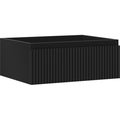 Mexen Rivel Badezimmerschrank für Waschbecken 60 cm, 1 Schublade, geriffelt, schwarz matt - 91A20-06023-1-BF71