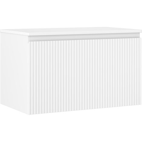 Mexen Rivel Badezimmerschrank für Waschbecken 80 cm mit Arbeitsplatte, 1 Schublade, geriffelt, weiß matt - 91A20-08047-1-BFC01