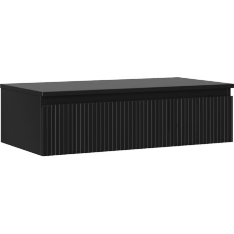 Mexen Rivel Badezimmerschrank für Waschbecken 90 cm mit Arbeitsplatte, 1 Schublade, gerillt, schwarz matt - 91A20-09023-1-BFC71