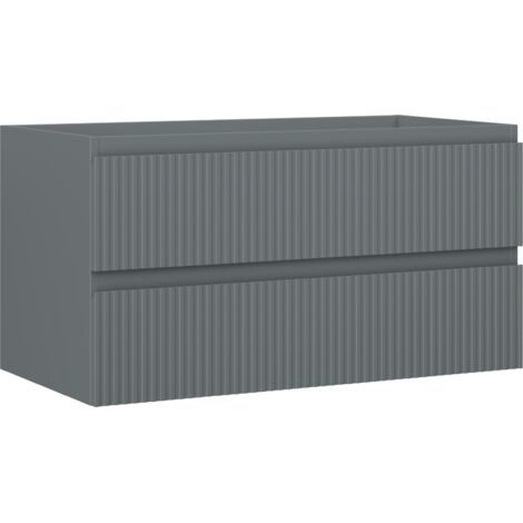 Mexen Rivel Badezimmerschrank für Waschtisch 90 cm, 2 Schubladen, geriffelt, grafit matt - 91A20-09047-2-BFF66