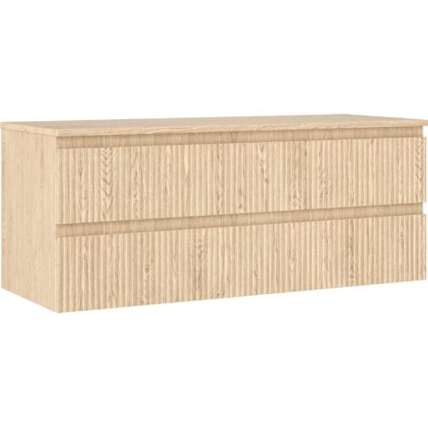 Mexen Rivel Badezimmerunterschrank 120 cm mit Arbeitsplatte, 2 Schubladen, geriffelt, Eiche - 91A20-12047-2-BFFC81