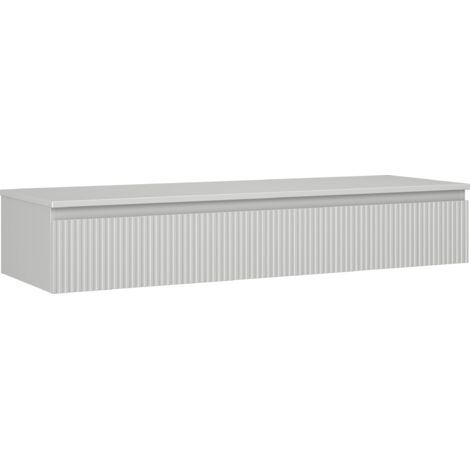 Mexen Rivel Badezimmerunterschrank 140 cm mit Arbeitsplatte, 1 Schublade, gerillt, grau matt - 91A20-14023-1-BFC62