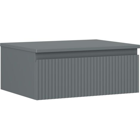 Mexen Rivel Badezimmerunterschrank 60 cm mit Arbeitsplatte, 1 Schublade, gerillt, Graphit matt - 91A20-06023-1-BFC66
