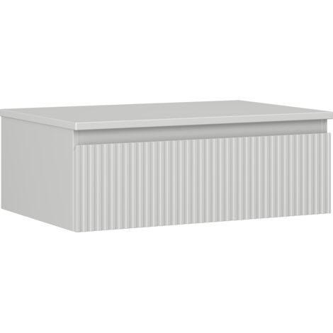 Mexen Rivel Badezimmerunterschrank 70 cm mit Arbeitsplatte, 1 Schublade, gerillt, grau matt - 91A20-07023-1-BFC62