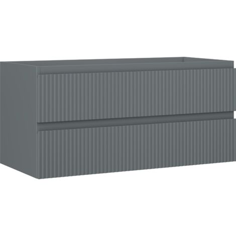 Mexen Rivel gabinete de ba帽o bajo lavabo 100 cm, 2 cajones, ranurado, grafito mate - 91A20-10047-2-BFF66