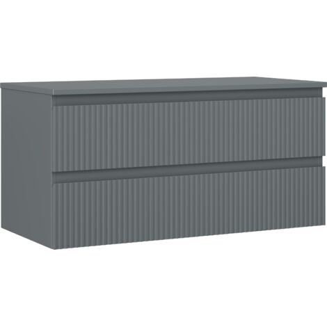 Mexen Rivel meuble de salle de bain sous lavabo 100 cm avec plateau, 2 tiroirs, rainuré, graphite mat - 91A20-10047-2-BFFC66