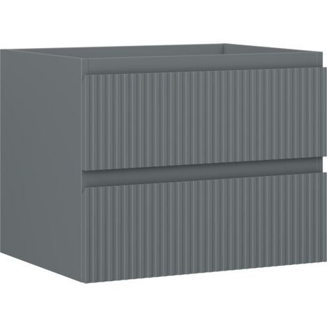 Mexen Rivel meuble de salle de bain sous-lavabo 60 cm, 2 tiroirs, rainuré, graphite mat - 91A20-06047-2-BFF66