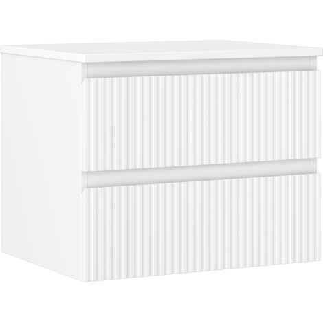 Mexen Rivel meuble de salle de bain sous lavabo 60 cm avec plateau, 2 tiroirs, rainuré, blanc mat - 91A20-06047-2-BFFC01