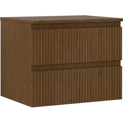 Mexen Rivel meuble de salle de bain sous lavabo 60 cm avec plateau, 2 tiroirs, rainuré, noyer - 91A20-06047-2-BFFC86