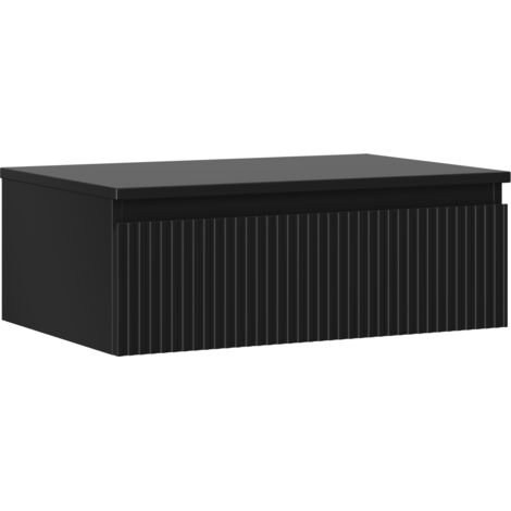 Mexen Rivel meuble de salle de bain sous-lavabo 70 cm avec plateau, 1 tiroir, rainuré, noir mat - 91A20-07023-1-BFC71