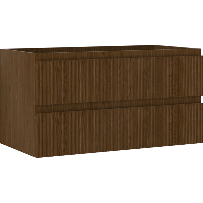 Mexen Rivel meuble sous-lavabo 90 cm, 2 tiroirs, rainuré, noyer - 91A20-09047-2-BFF86