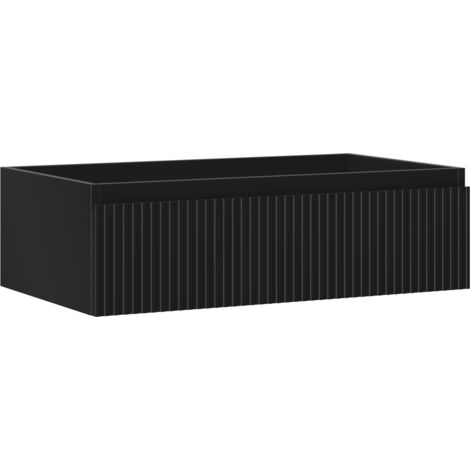 Mexen Rivel meuble sous-vasque de salle de bain 80 cm, 1 tiroir, rainuré, noir mat - 91A20-08023-1-BF71