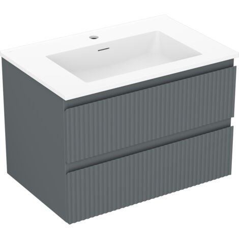 Mexen Rivel mobile bagno 70 cm con lavabo Otis, 2 cassetti, scanalato, grafite opaco/bianco opaco - 91A20-07047-2-BFF66-W18M0