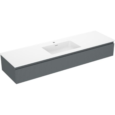 Mexen Rivel mobile da bagno 160 cm con lavabo Otis, 1 cassetto, scanalato, grafite opaco/bianco opaco - 91A20-16023-1-BF66-W18M