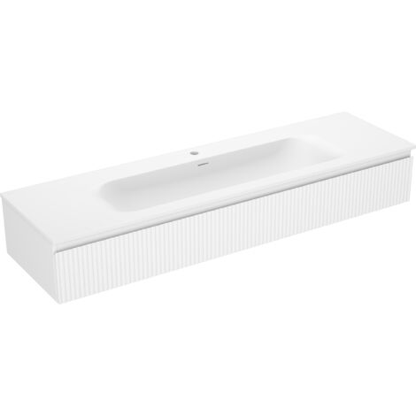 Mexen Rivel mobile da bagno 160 cm con lavabo Vela, 1 cassetto, scanalato, bianco opaco - 91A20-16023-1-BF01-W23M01