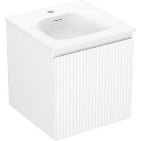 Mexen Rivel mobile da bagno 45 cm con lavabo Vela, 1 cassetto, scanalato, bianco opaco - 91A20-04547-1-BF01-W23M01