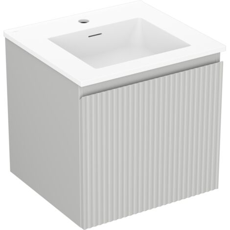 Mexen Rivel mobile da bagno 50 cm con lavabo Otis, 1 cassetto, scanalato, grigio opaco/bianco opaco - 91A20-05047-1-BF62-W18M01